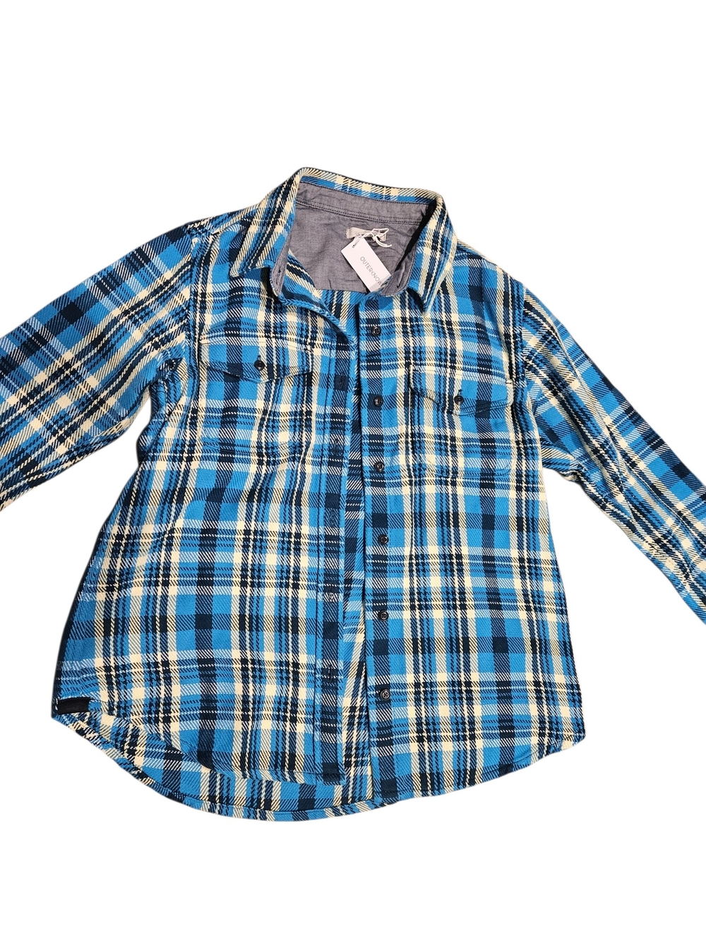 Outerknown Blue Plaid Button-Down Flannel Shacket Shirt NEW Organic Cotton